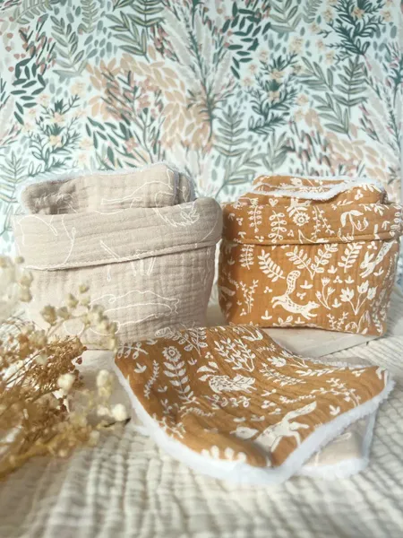 Kit lingettes bébé et panier rangement éco-responsable
