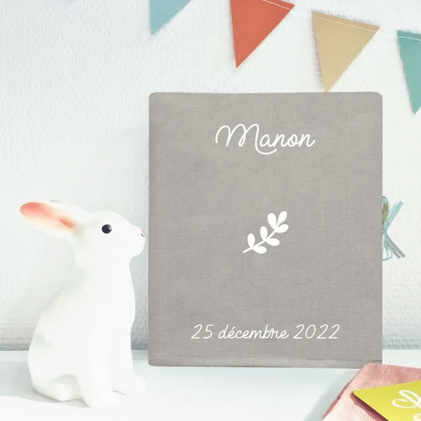 Livre de naissance gris clair 88 pages (personnalisable) - Les Grio...