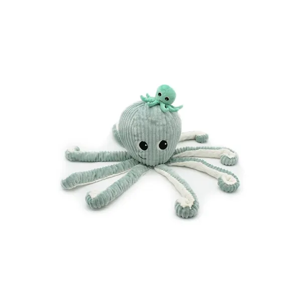 Peluche pieuvre maman bébé Filou menthe Les Deglingos - Peluche.fr