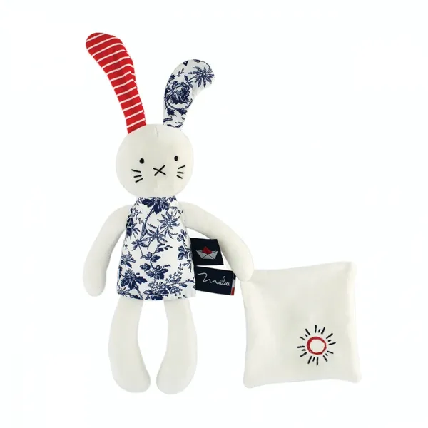 Peluche lapin avec Doudou – Île aux fleurs motif Soleil Mailou Tradition