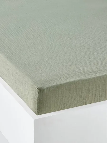 Drap housse bébé uni en gaze de coton Bio
