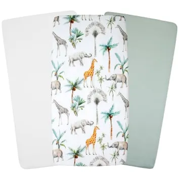 Lot de 3 draps housse berceau bébé gaze de coton blanc 40x80 cm