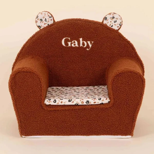 Fauteuil club enfant personnalisable - Sherpa ours caramel