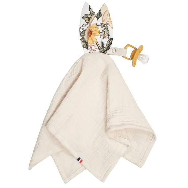 Doudou lapin attache tétine en coton NÉO VINTAGE