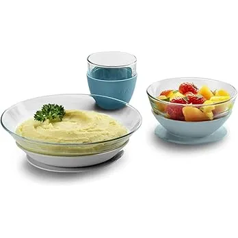 BÉABA & Duralex, Coffret Repas Enfant en Verre, Assiette, Bol, Verre avec Ventouse Silicone, Ergonomique, Evolutif, Sain, Durable, Made in France, Jungle : Amazon.fr: Cuisine et Maison