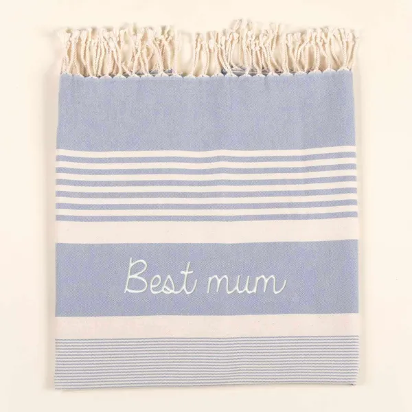 Fouta adulte personnalisable et sa jolie couleur bleu azurin