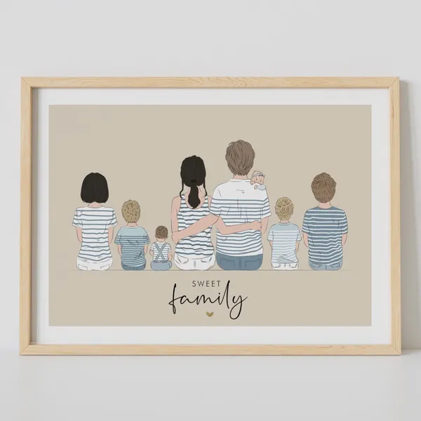 Famille en marinière - Aplats de couleurs - Creanatif