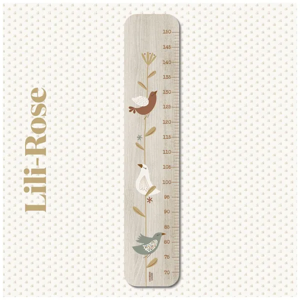 Toise en bois Branche Oiseau Lili Rose personnalisable - Charlie et...