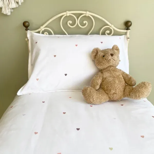 Parure de lit bébé percale coton bio 100x140 cm Petit Coeur MADE IN FRANCE | Little Crevette
