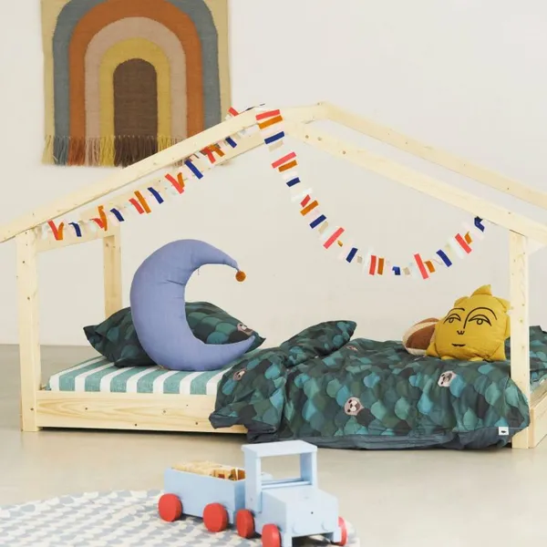 Lit cabane Star Light 1 finition bois brut (90 x 200 cm) - Mathy by...