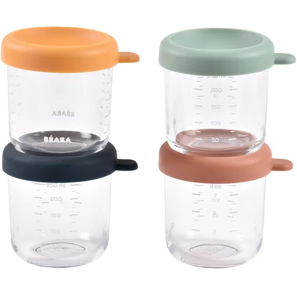Lot de 4 pots de conservation en verre multicolore (250 ml) - Béaba