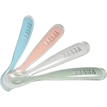 Béaba - Lot de 4 Cuillères en Silicone Bébé