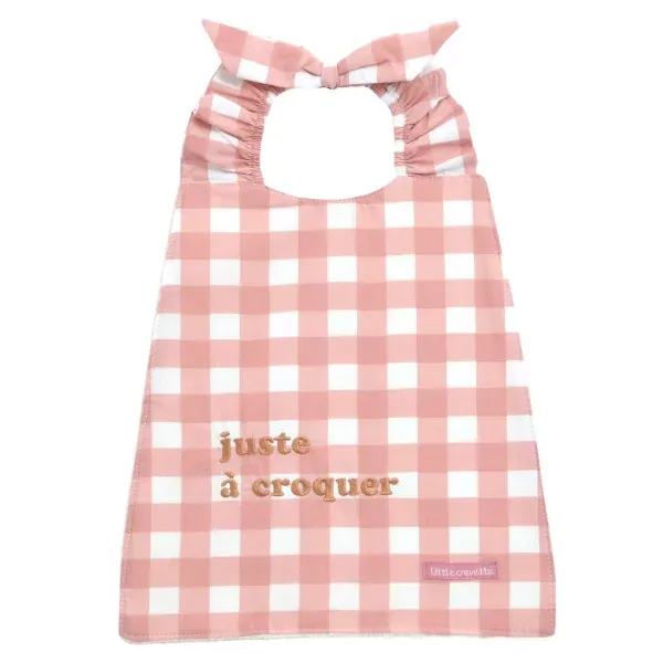 Bavoir élastiqué vichy rose Juste à Croquer | Little Crevette