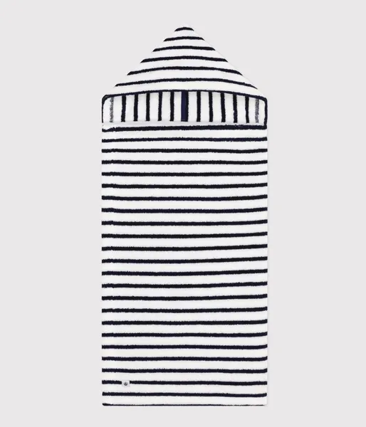 Cape de bain à rayures bébé en éponge- Petit Bateau