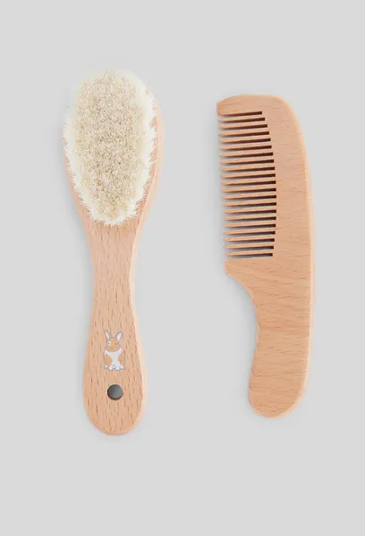 Set brosse et peigne en bois naturel BOUT'CHOU