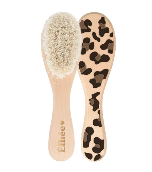Brosse Bébé Bois Naturel Motif Léopard Graouu | Élhée