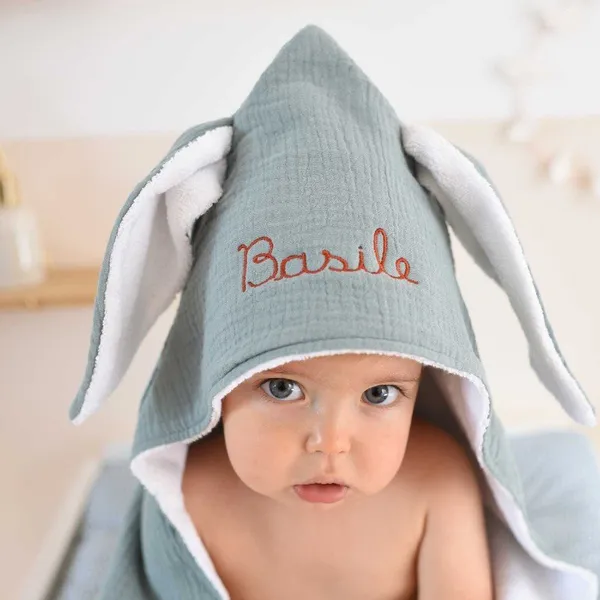 Cape de bain personnalisée - Eucalyptus  en Coton biologique
