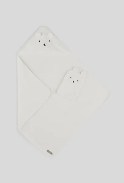 Coffret cape de bain et gant de toilette brodés en coton BIO - BOUT'CHOU
