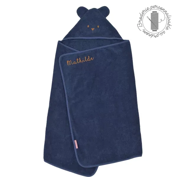 Cape de Bain Bébé Ourson avec Oreilles caramel personnalisée| Little Crevette