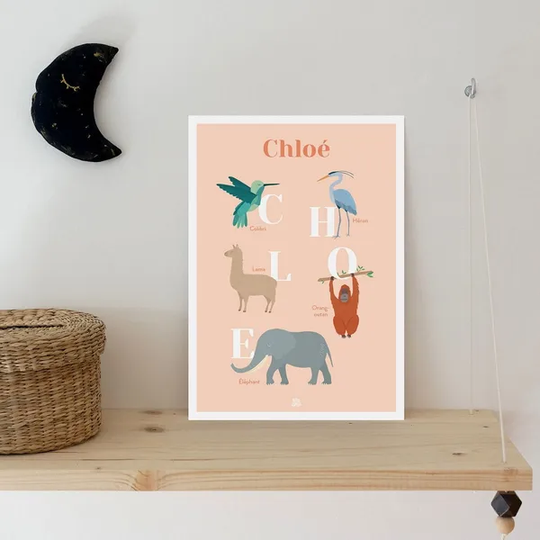 Affiche Abécédaire Animaux Personnalisable - Décoration Murale Enfant | Éducation Ludique - Imprimé en France