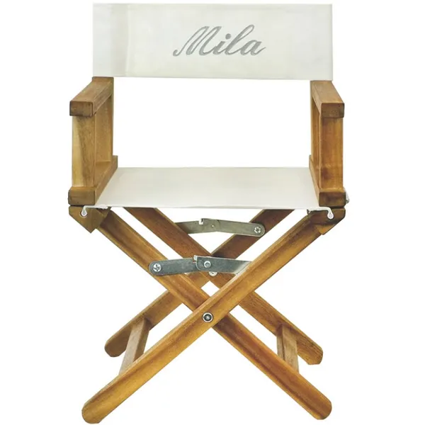 Fauteuil metteur en scène gris pieds bois (personnalisable) - ANVIE