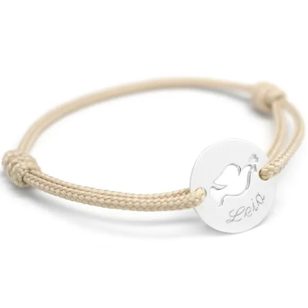 Bracelet  cordon enfant Mini jeton colombe (argent 925°) - Petits ...