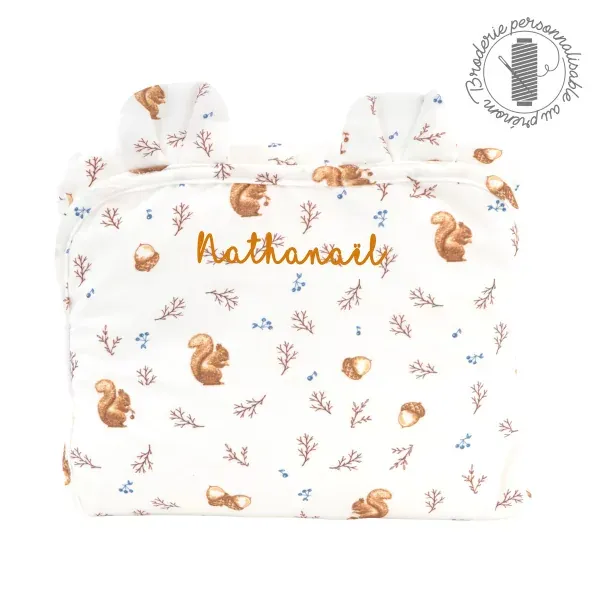 Tapis à langer de voyage coton bio écureuil Noisette - personnalisable