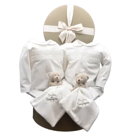 Coffret Cadeau Naissance Jumeaux Blanc Laranjinha