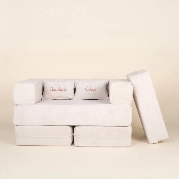 Canapé enfant modulable Zoé – Velours écru