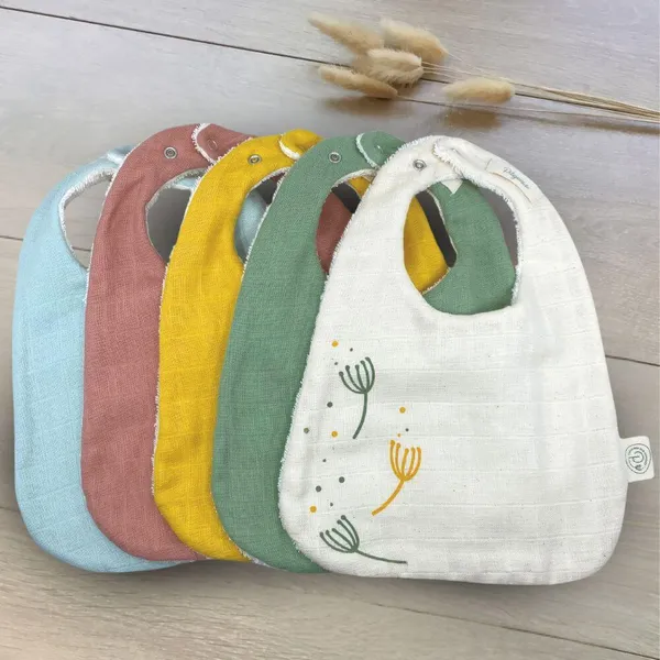 Pitigaïa Bavoir bébé en coton bio - 5 coloris