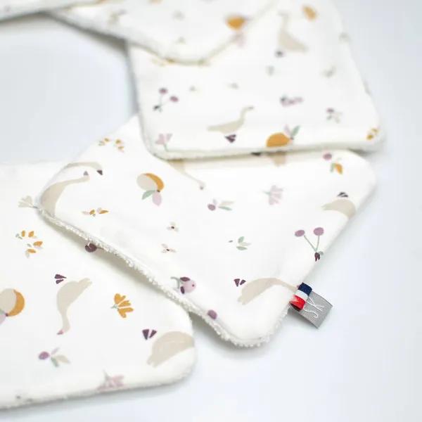 Lingettes bébé lavables en  coton 8 pièces stella sidonia, beige, écru, blanc - Sevira Kids