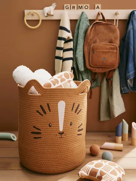 Panier de rangement XL en corde de coton Tigre caramel - Vertbaudet