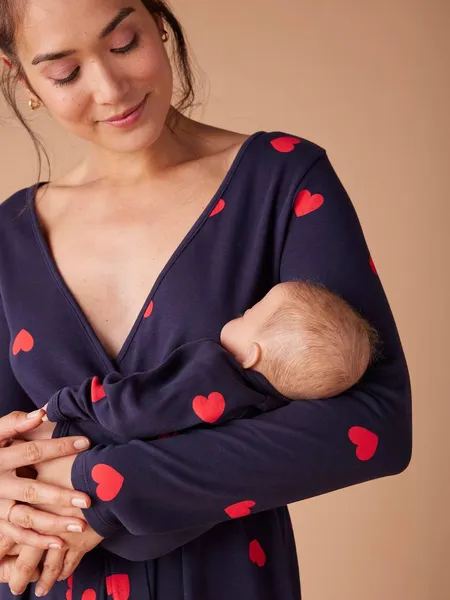Envie de Fraise Kit Maternité "Mon coeur" chemise de nuit grossesse + body bébé + pochon