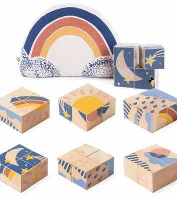 NOBODINOZ Cubes en bois - Puzzle 4 cubes