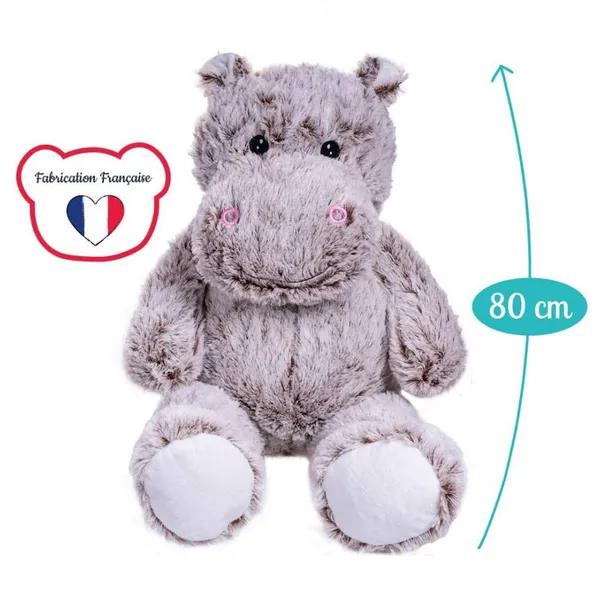 Peluche géante hippo léo  - made in france gris - Pioupiou et Merveilles