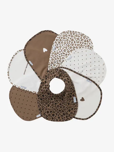 Semainier de bavoirs Léopard personnalisable - beige