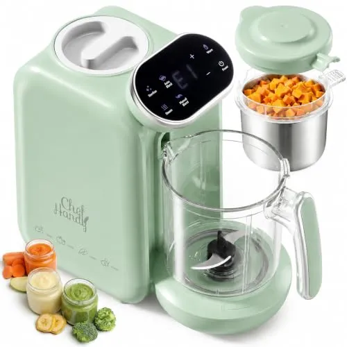 Chefhandy Robot Cuiseur Bébé 5-en-1, Cuiseur Vapeur et Mixeur Bébé, Vert
