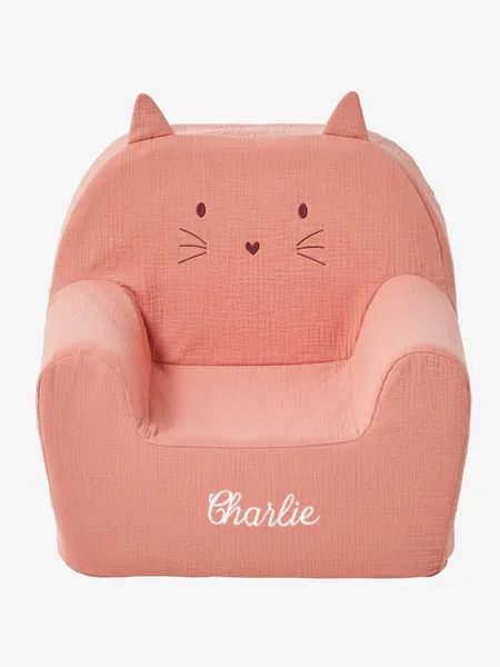 Fauteuil en mousse personnalisable Chat vieux rose - Vertbaudet