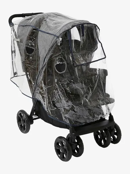Habillage pluie intégral  pour poussette double transparent - Vertbaudet