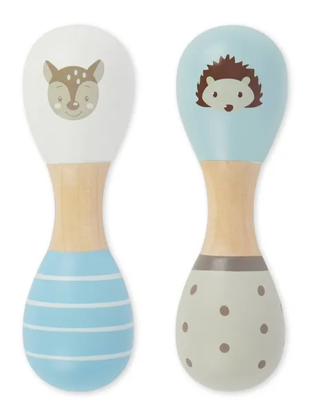 Hochets en bois lot de 2 - motif faon iet hérisson - Vertbaudet