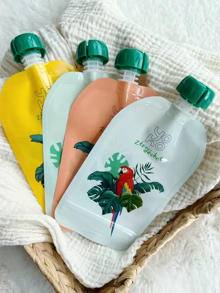 Lot de 4 gourdes compote réutilisables pour enfants