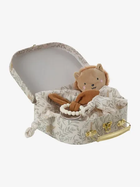 Doudou personnalisable en gaze de coton + hochet et valisette BABYLON vert - Vertbaudet
