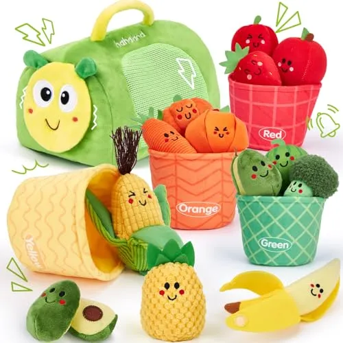 hahaland Jouet Sensoriel Bébé 6-12 Mois Fruits Légumes Peluche Montessori
