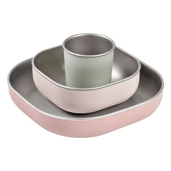 Béaba  Coffret repas en inox | Rose pêche