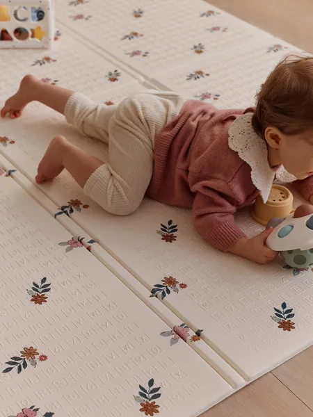 Grand tapis d'activités pliable - retro flower