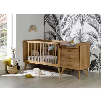 Nateo Concept Wood - Lit bébé combiné évolutif 70x140 Chêne Vintage