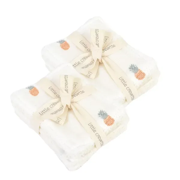 Lot de 12 lingettes lavables coton bio Ananas | Little Crevette