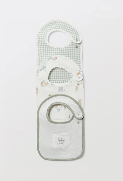 Lot de 3 bavoirs éponge imprimés en coton BIO GOTS