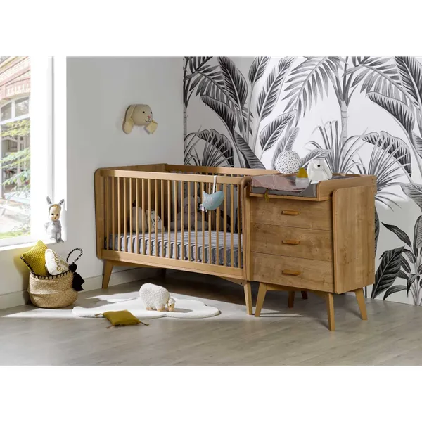 Nateo Concept Wood - Lit bébé combiné évolutif 70x140 Chêne Vintage