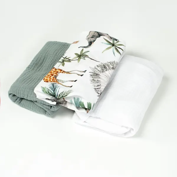 Lot de 3 draps housse berceau bébé gaze de coton blanc 40x80 cm